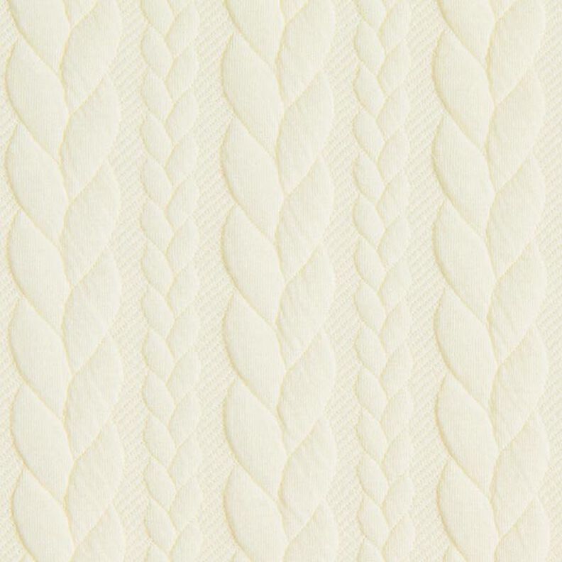 Jersey jacquard, cloqué, motivi a treccia – bianco,  image number 1