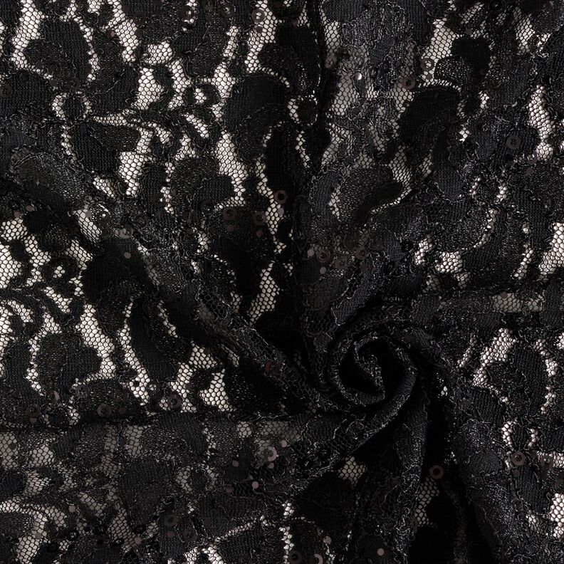 Fiori di paillettes di pizzo – nero,  image number 3
