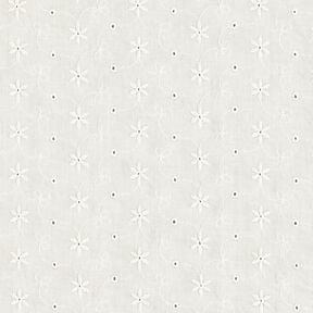 Batista di cotone ricami a giorno Tralci di fiori – bianco lana, 