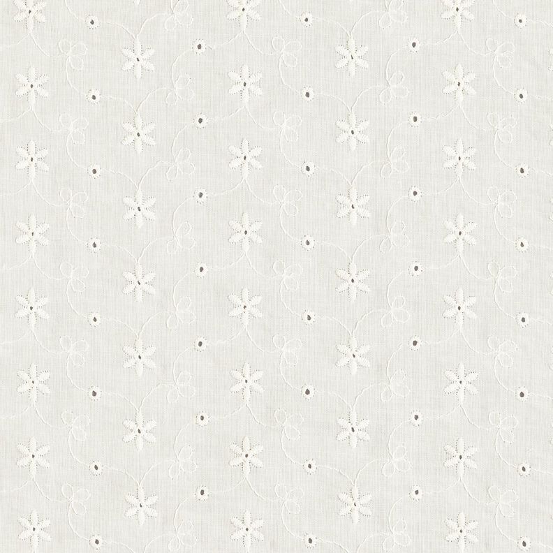 Batista di cotone ricami a giorno Tralci di fiori – bianco lana,  image number 1