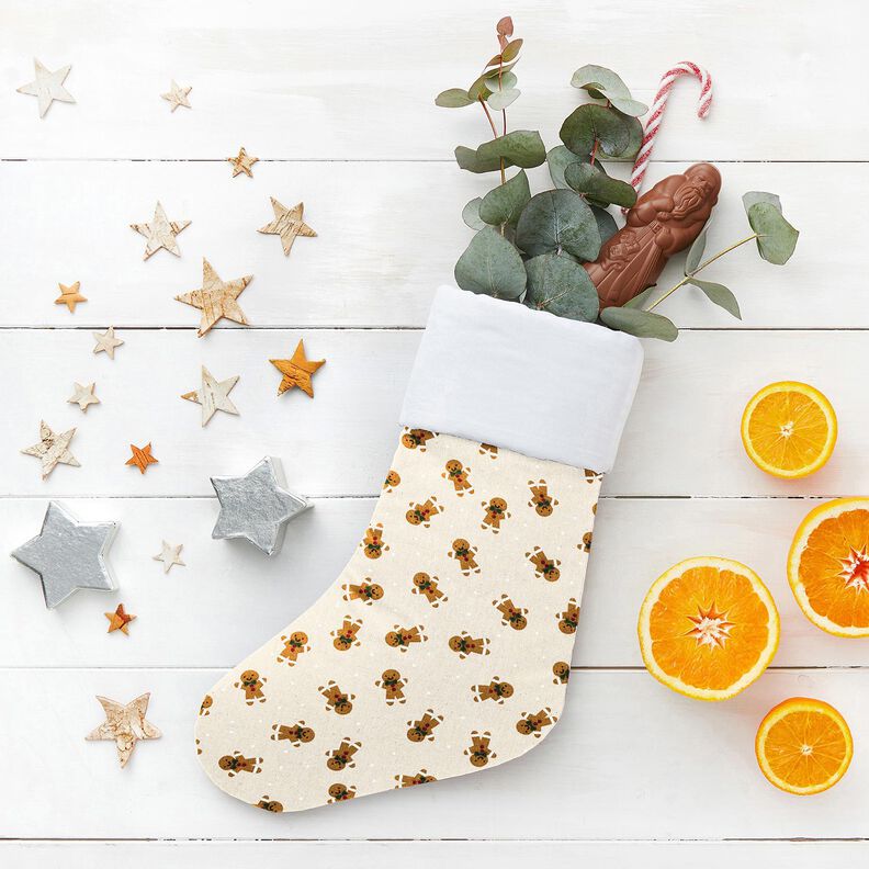 tessuto arredo tessuti canvas Omini di pan di zenzero – naturale/caramello,  image number 5