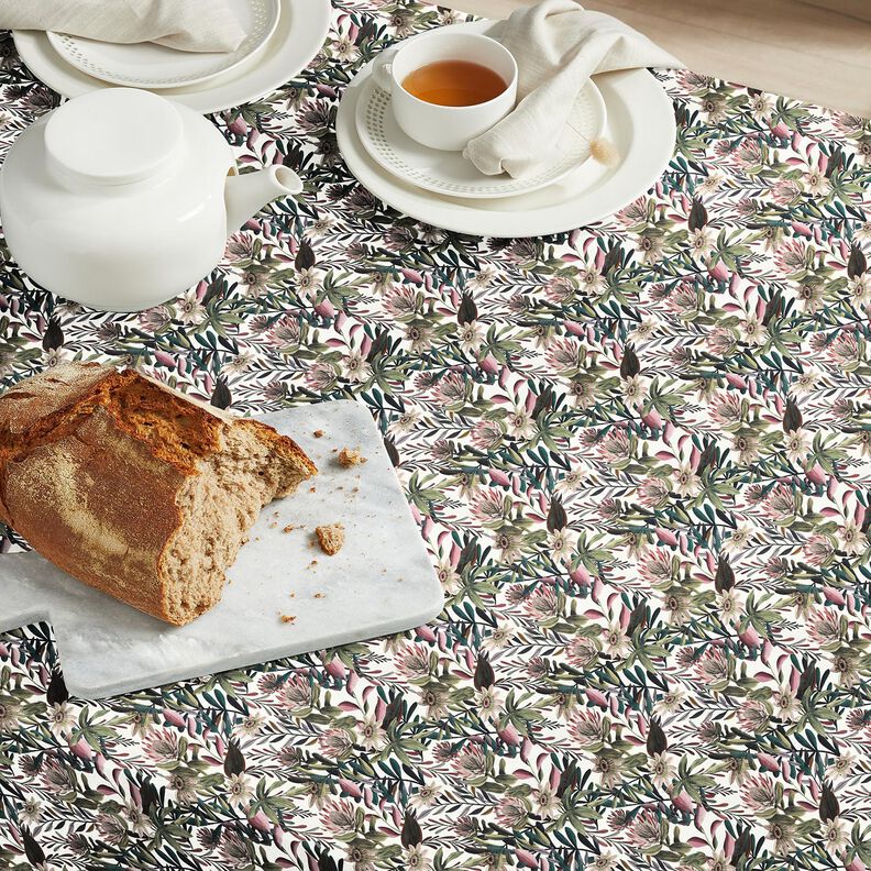 tessuto arredo tessuti canvas fiori artistici – avorio/pino scuro,  image number 6