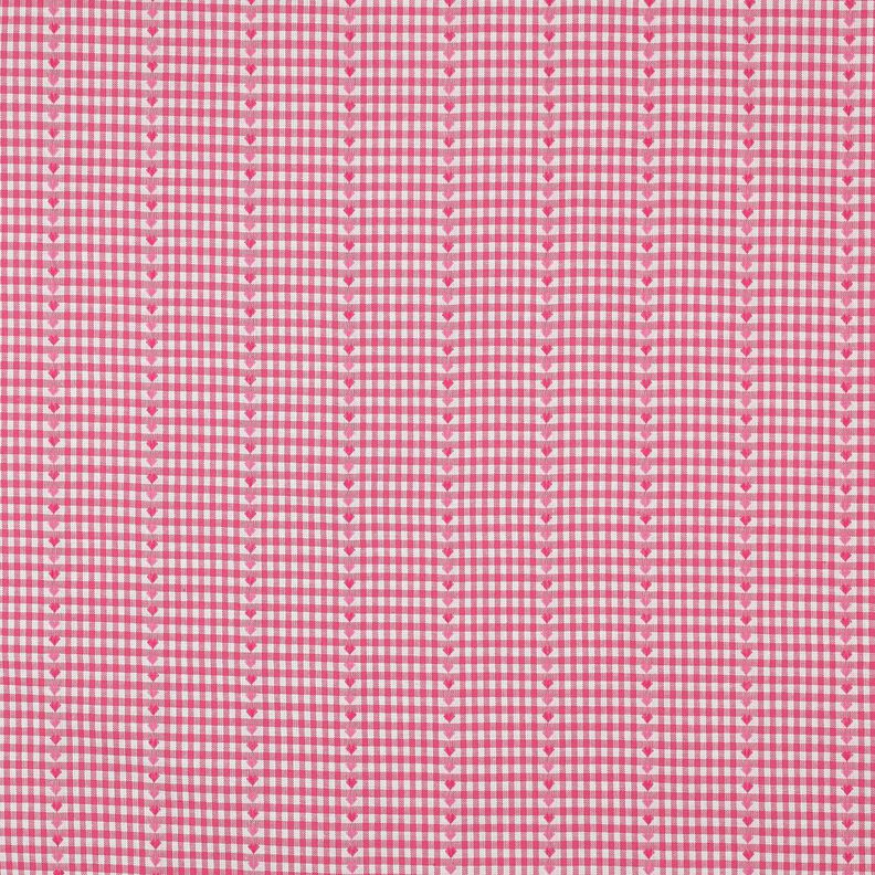tessuto in cotone Jacquard quadri e cuori – pink/bianco, image number 1