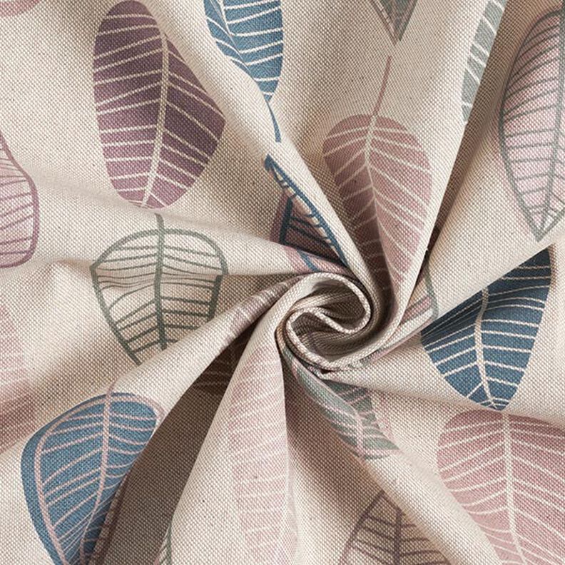 tessuto arredo mezzo panama Foglie retrò – rosa antico chiaro/naturale, image number 3