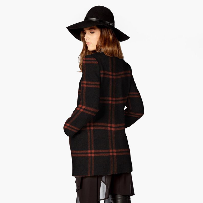 Tessuto per cappotto misto lana a quadri scozzesi – terracotta/nero,  image number 7