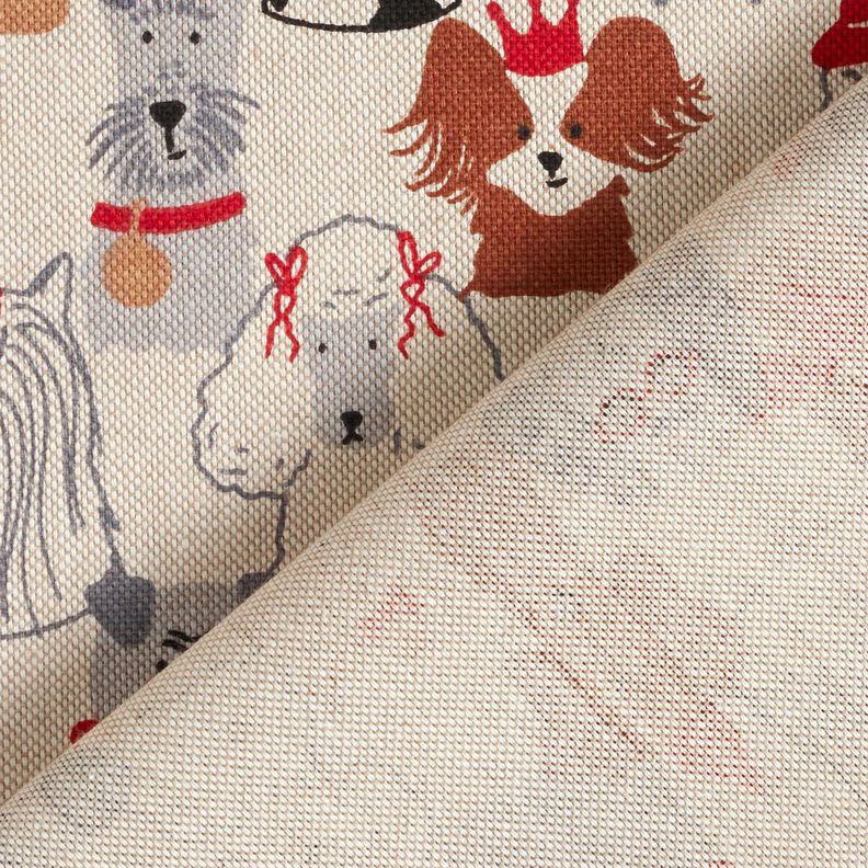 tessuto arredo mezzo panama Cani eleganti – naturale/grigio, image number 4