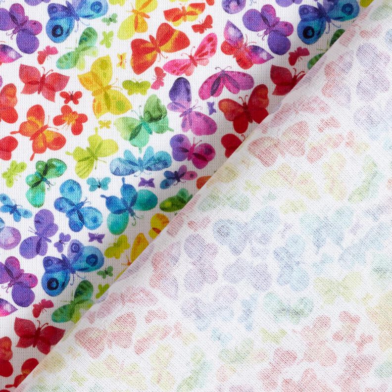 popeline di cotone Farfalle arcobaleno stampa digitale – bianco/mix di colori, image number 4