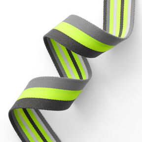 nastro gros-grain per borse, neon [ 40 mm ] – giallo neon/grigio, 