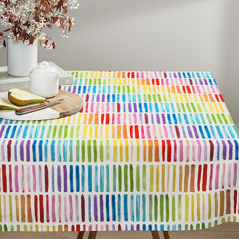 tessuto arredo mezzo panama strisce arcobaleno – bianco,  image number 8