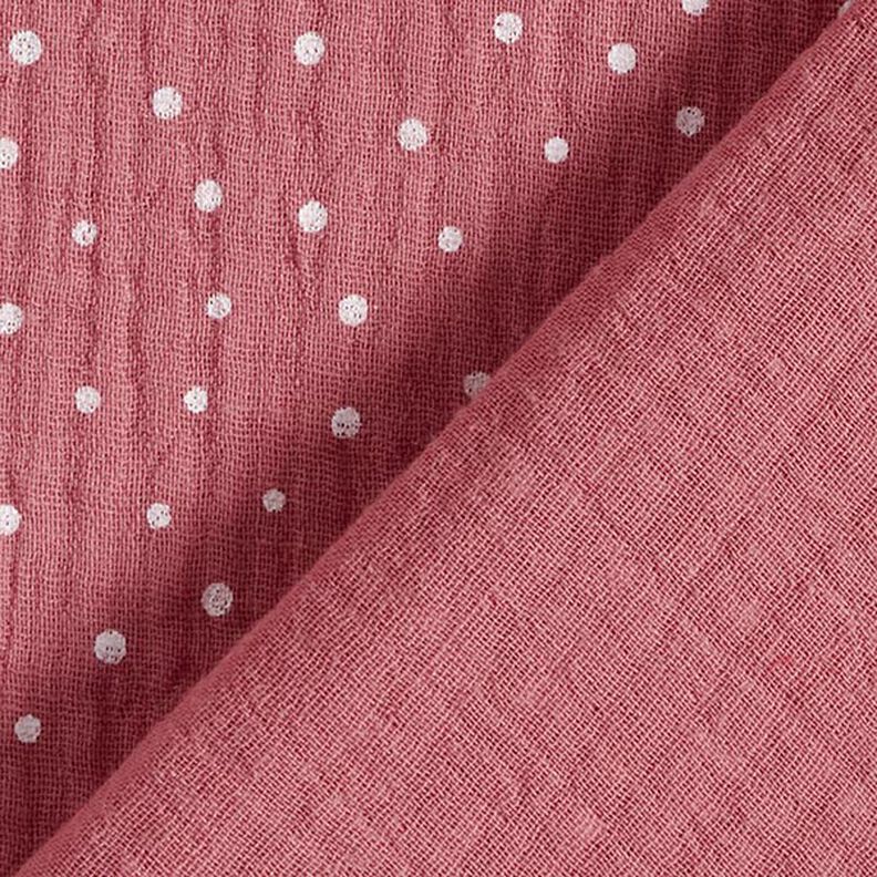 mussolina / tessuto doppio increspato piccoli pois – rosa anticato/bianco,  image number 4