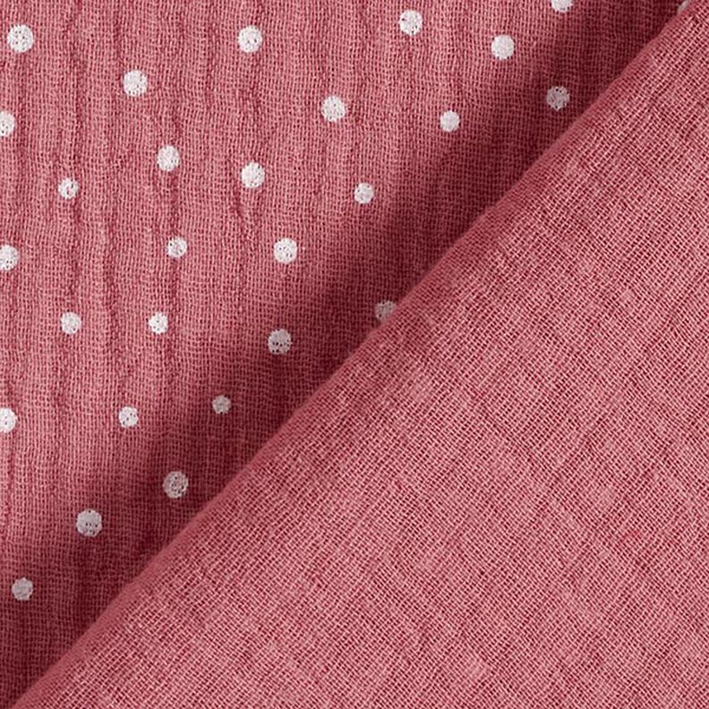 mussolina / tessuto doppio increspato piccoli pois – rosa anticato/bianco, image number 4