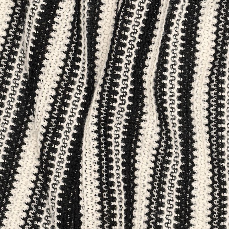 tessuto in maglia righe | Poppy Fabrics – nero/bianco lana,  image number 2