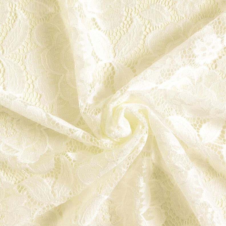 pizzo elastico Boccioli e foglie – bianco lana, image number 4
