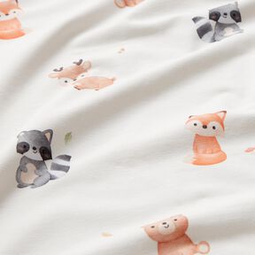 GOTS jersey di cotone Cuccioli di animali stampa digitale – avorio, 
