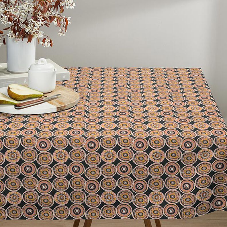 tessuto in cotone cretonne cerchi stile etnico – antracite,  image number 5