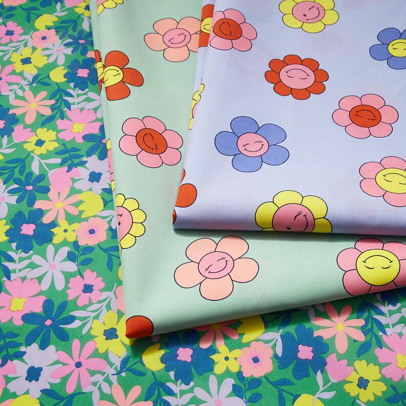 cotone rivestito Fiori allegri | Poppy Fabrics – menta/giallo limone,  image number 6