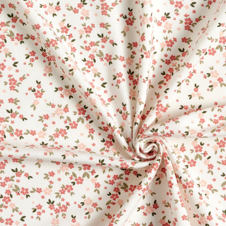 jersey di cotone Fiori rosa – avorio, image number 3