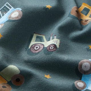 jersey di cotone bio Trattori e autocarri stampa digitale – grigio blu, 