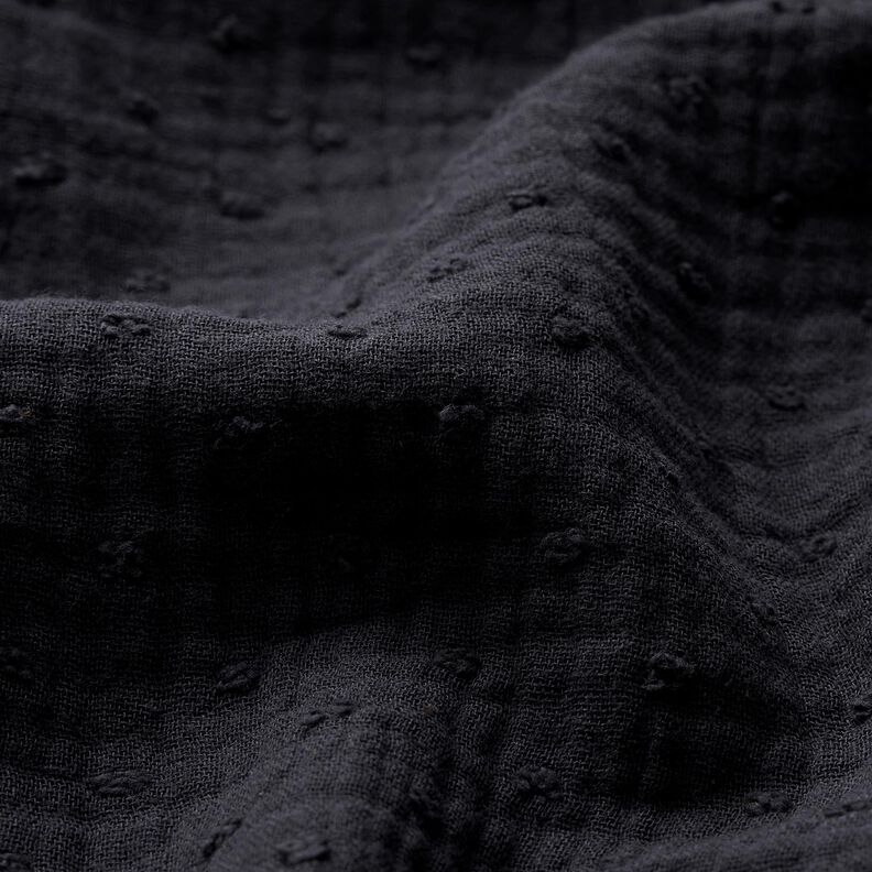 mussolina / tessuto doppio increspato dobby – nero,  image number 2