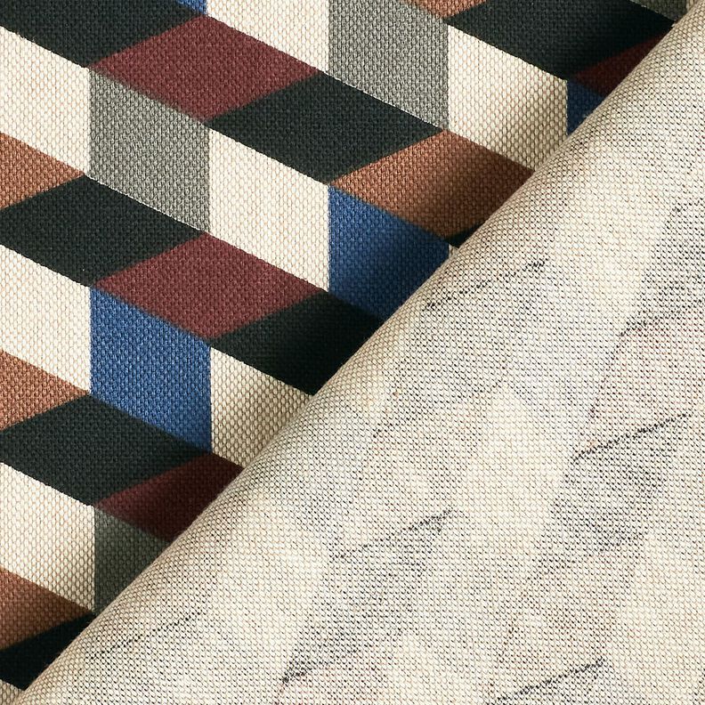 tessuto arredo mezzo panama Cubi minimalisti – naturale/blu,  image number 4