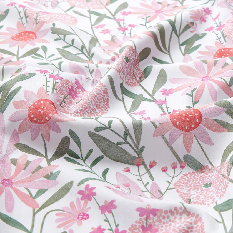 popeline di cotone Grandi fiori di prato stampa digitale | Poppy Fabrics – bianco,  image number 2