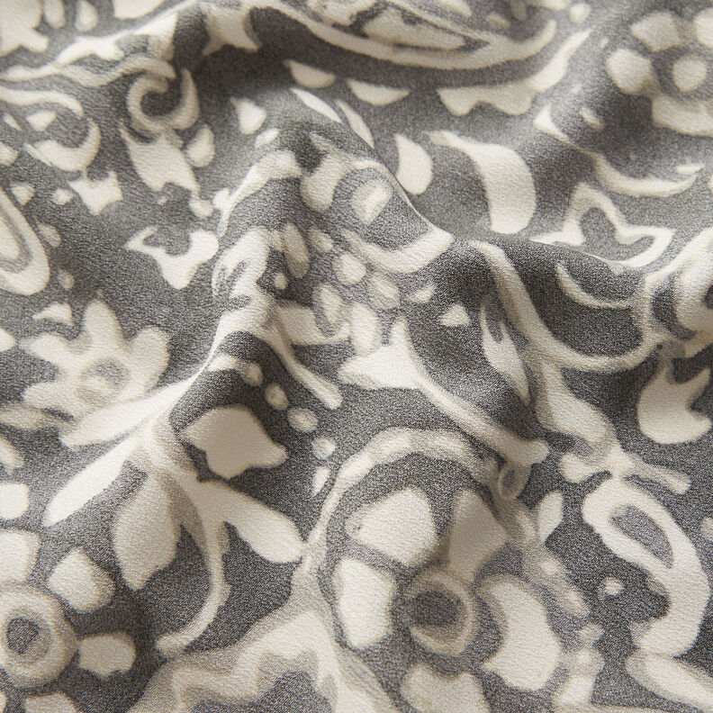 Tessuto Paisley crepe e fiori – grigio/bianco,  image number 2