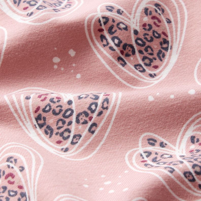 jersey di cotone Cuori con motivo leopardato – rosa antico chiaro,  image number 2