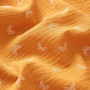 mussolina / tessuto doppio increspato Farfalle delicate – giallo curry, 
