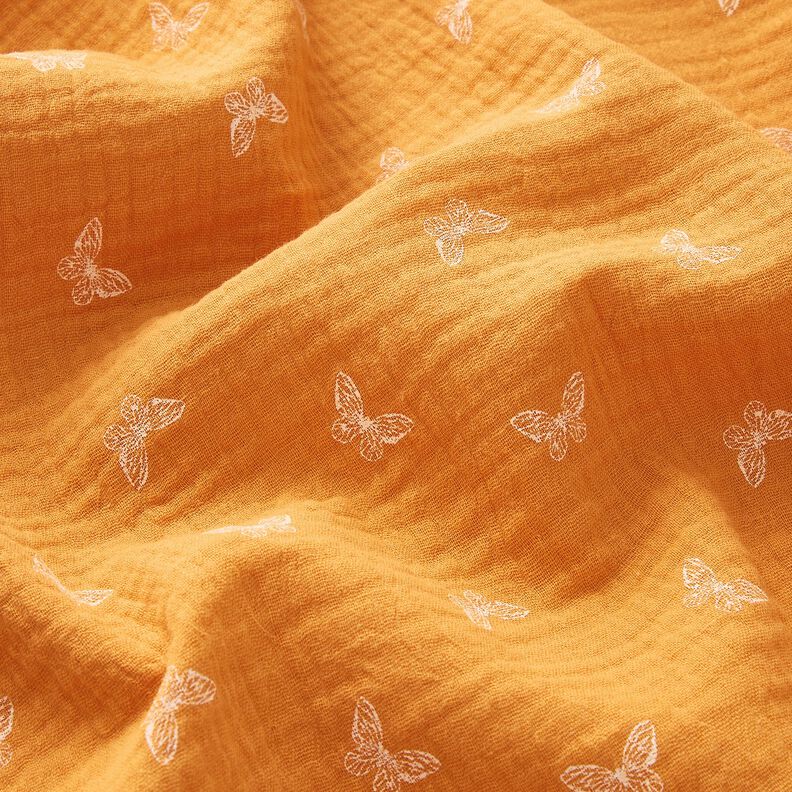 mussolina / tessuto doppio increspato Farfalle delicate – giallo curry, image number 2