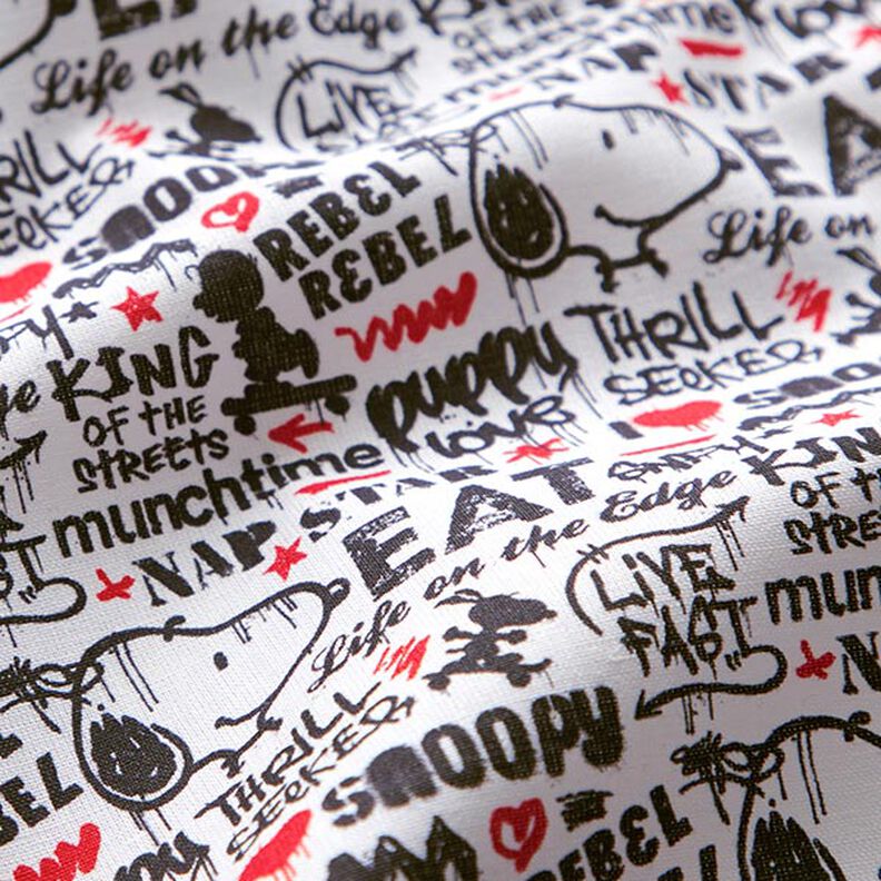 popeline di cotone, tessuto oggetto di licenza, Snoopy, graffiti | Peanuts ™ – bianco,  image number 2
