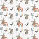 tessuti in cotone cretonne coniglio e arcobaleno – bianco/talpa,  thumbnail number 1