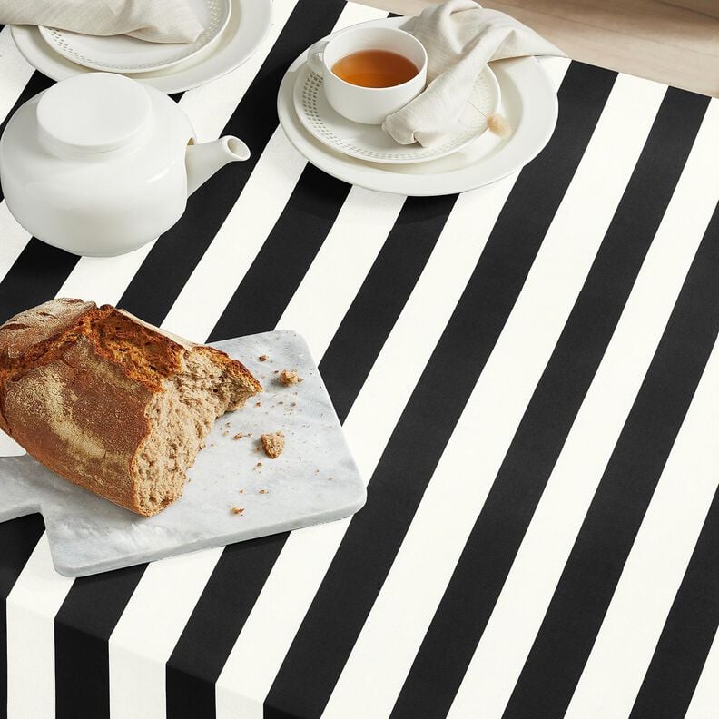 tessuto arredo tessuti canvas Righe gioiose – nero/bianco,  image number 7
