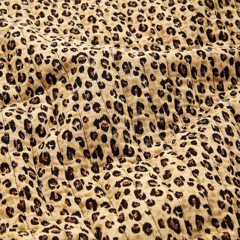 mussola tessuto trapuntato Stampa leopardata – beige/nero, image number 3