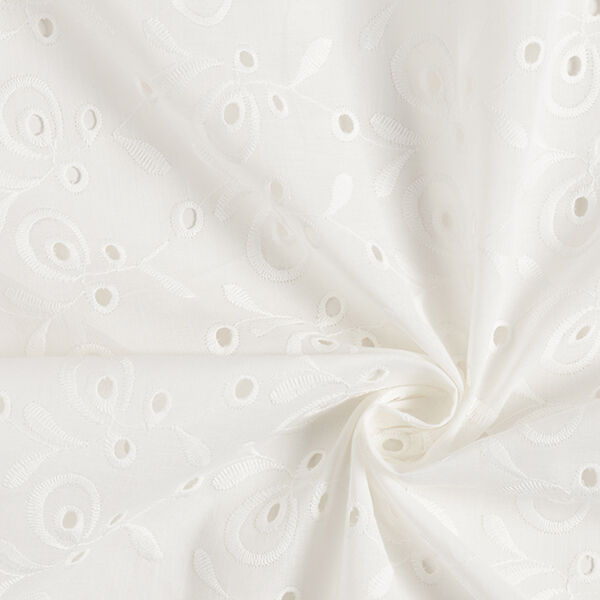 tessuto in cotone, ricami a giorno, tralci – bianco, image number 3