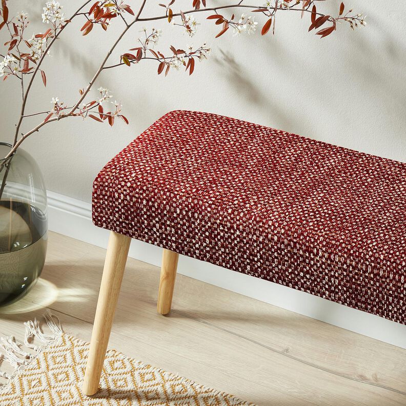 tessuto da tappezzeria Aspetto bouclé colorato – rosso Bordeaux/crema, image number 5