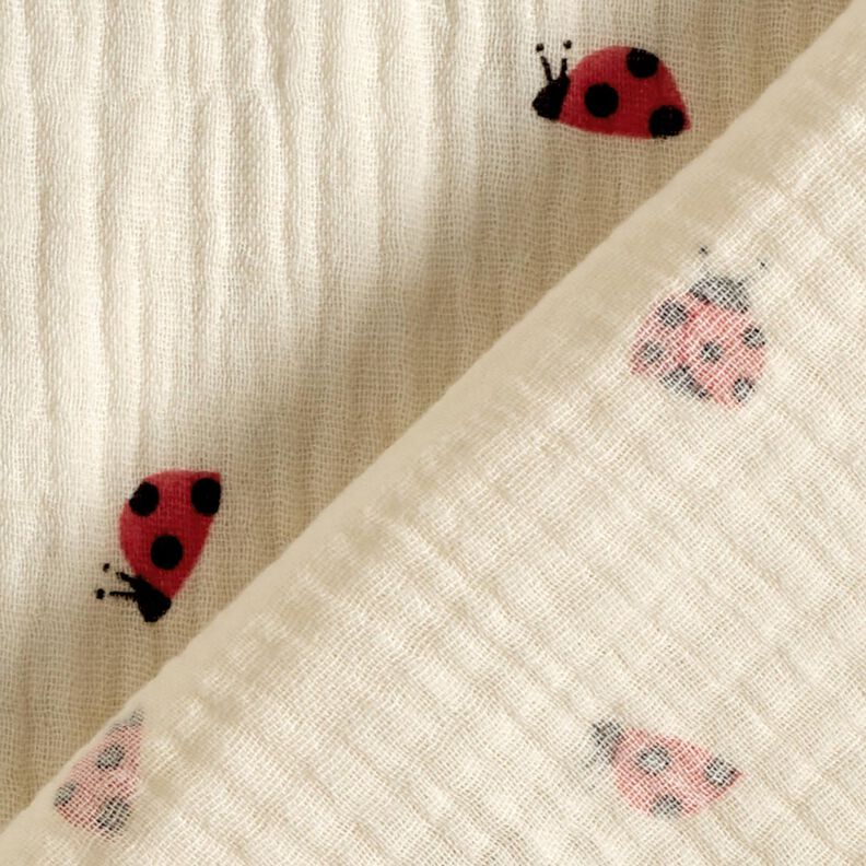 mussolina / tessuto doppio increspato Dolci coccinelle – bianco lana, image number 4