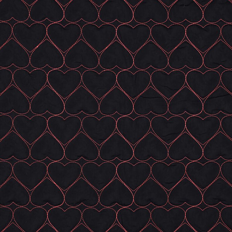 tessuto trapuntato Cuori al neon | Poppy Fabrics – nero/fucsia neon, image number 1