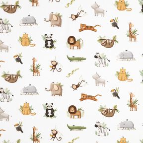 GOTS jersey di cotone graziosi animali della steppa stampa digitale | Poppy Fabrics – bianco/verde, 