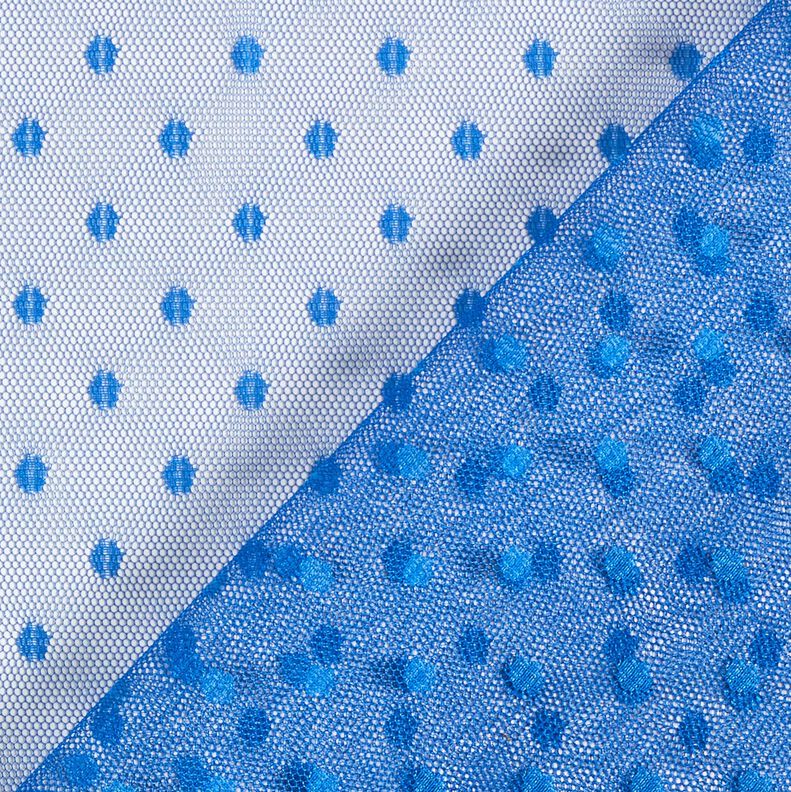 Tessuto a rete soft a pois – blu reale, image number 5