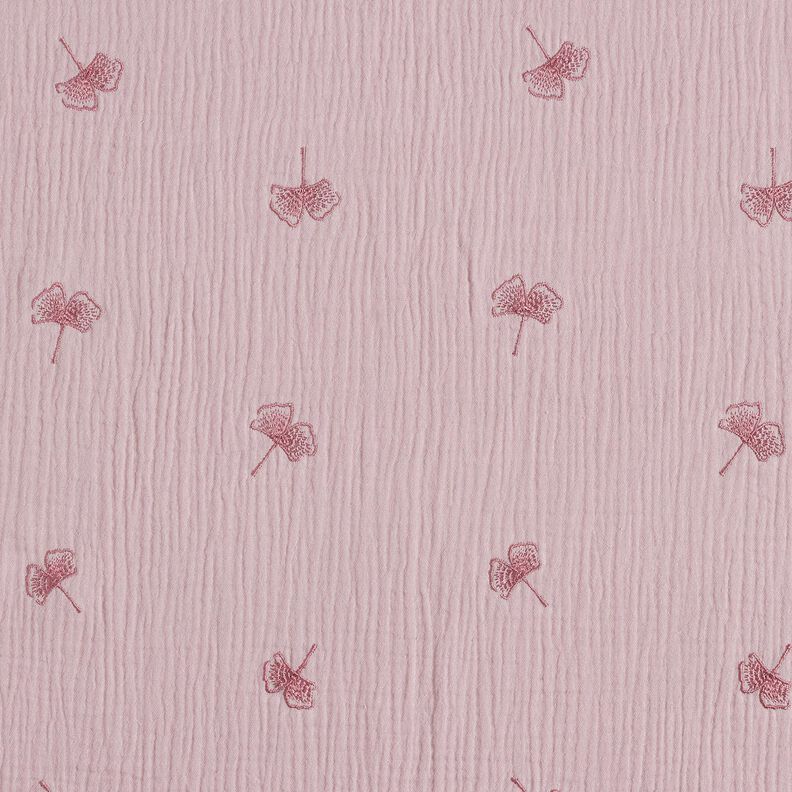 mussolina / tessuto doppio increspato Ginkgo ricamato – rosa antico chiaro,  image number 1