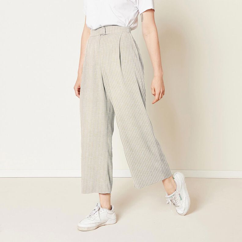 misto cotone-lino righe ampie &ndash; beige scuro/bianco,  image number 6