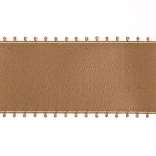 nastro in satin, bordo picot - beige scuro, 