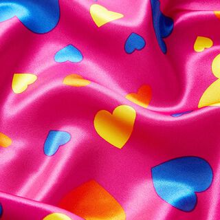 satin di poliestere, grandi e piccoli cuori – pink, 
