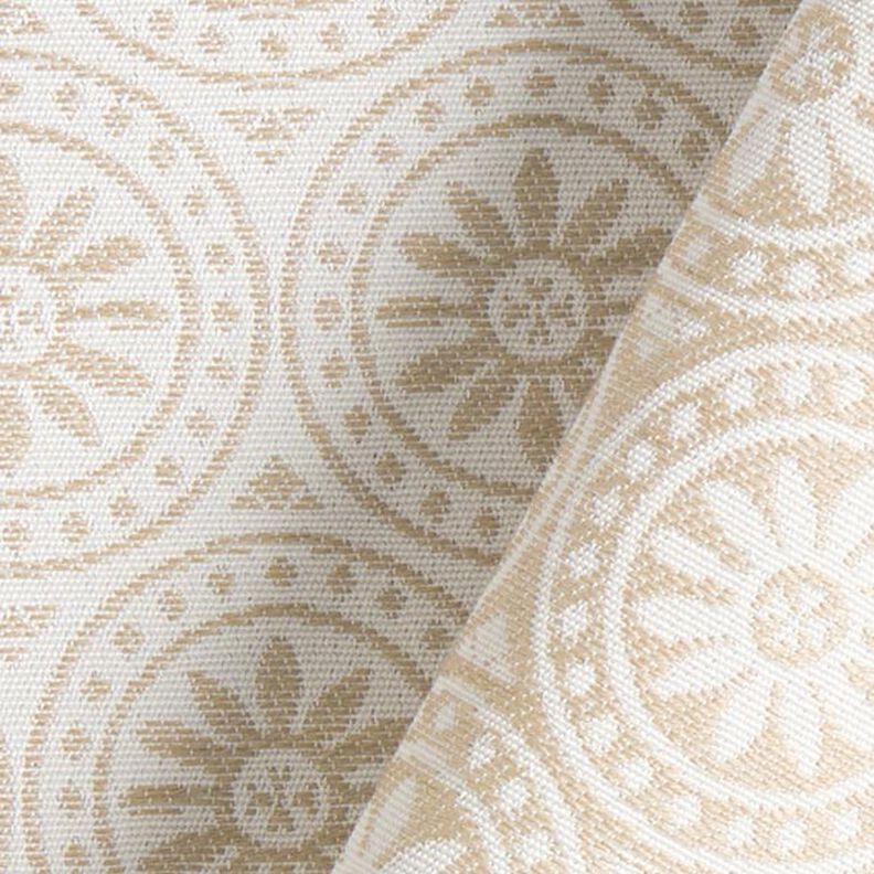 Tessuto jacquard da esterni motivi ornamentali e cerchi – beige/bianco lana,  image number 4