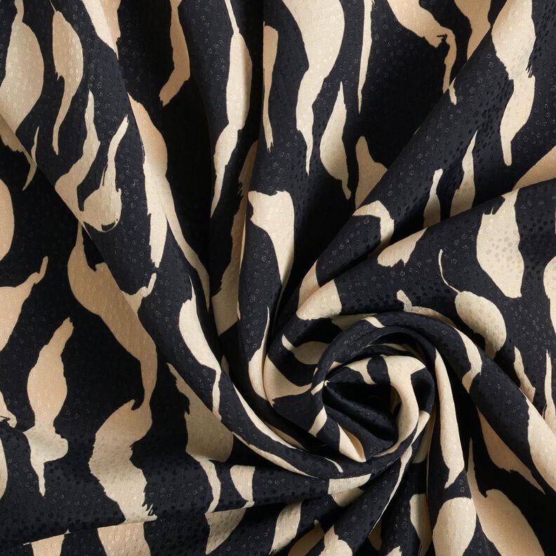 Tessuto di viscosa Motivo zebrato astratto – nero/beige chiaro,  image number 3