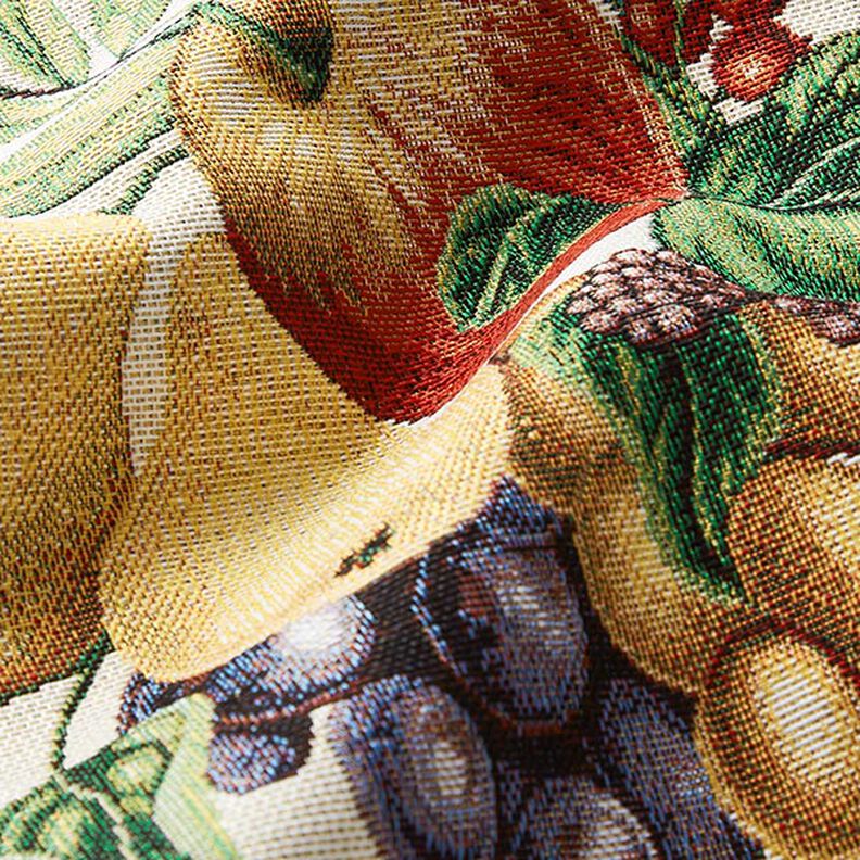 taglio di tessuto arredo gobelin Frutti multicolori – beige chiaro/rosso carminio,  image number 2
