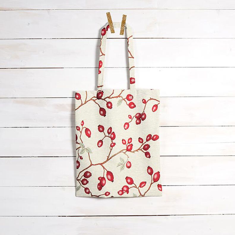 tessuto arredo gobelin rosa canina – beige chiaro/rosso, image number 7