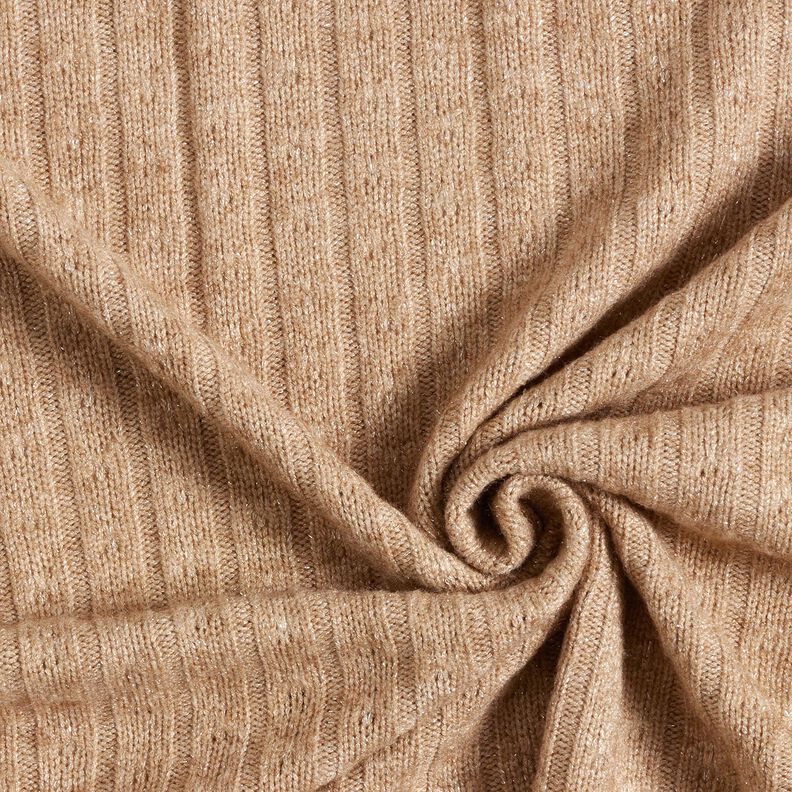 tessuto in maglia Ajour eleganti strisce glitterate – marrone chiaro,  image number 3