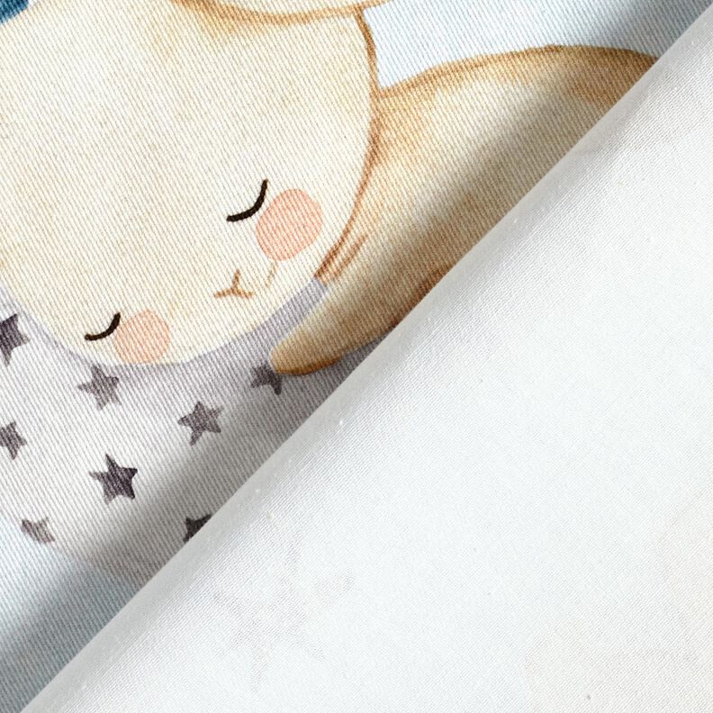 tessuto arredo tessuto spinato in cotone Coniglietti nel mondo dei sogni stampa digitale – azzurro, image number 4