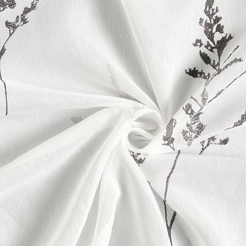 tessuto per tende a vetro voile Erbe pregiate 295 cm – bianco/nero,  image number 3